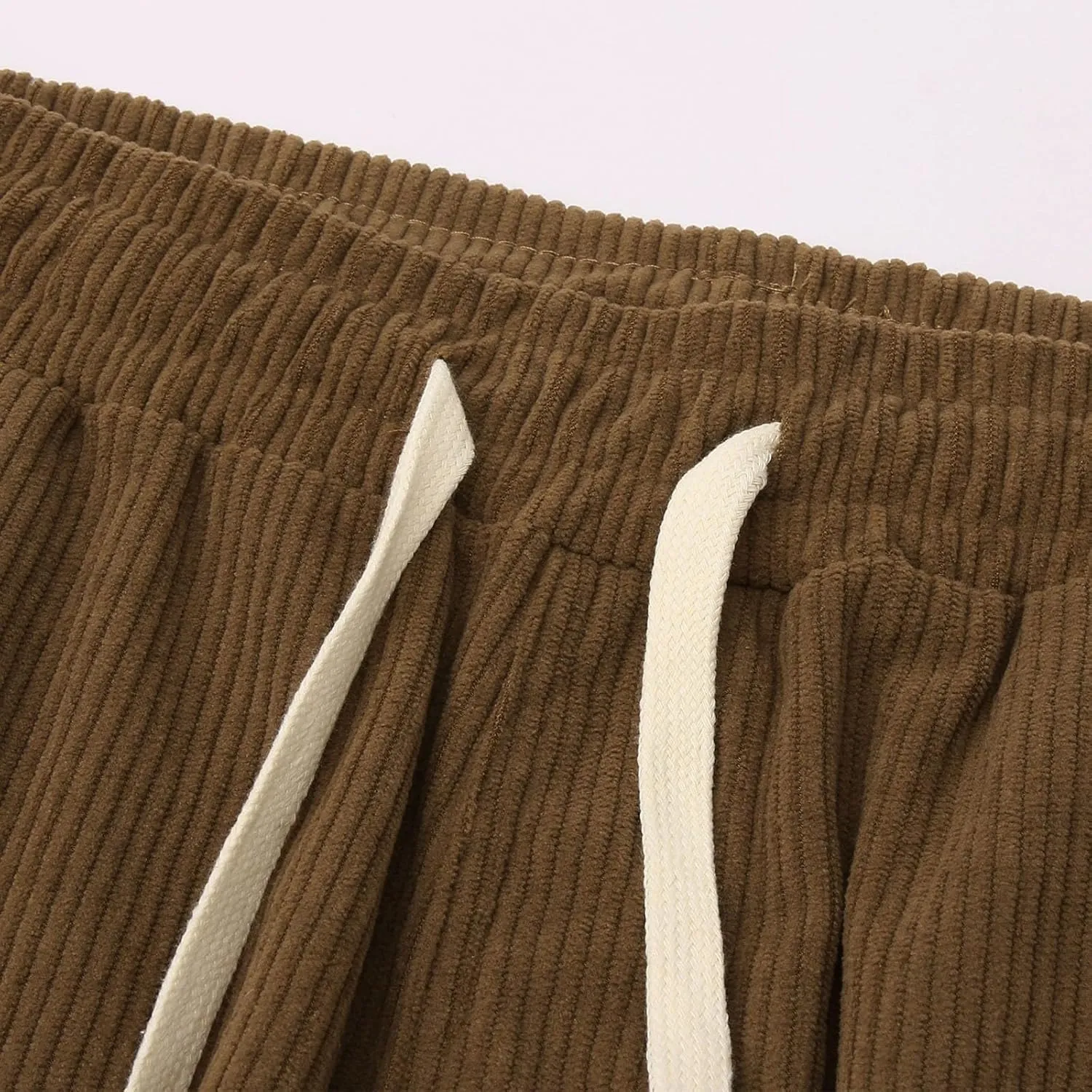 Men's Casual Corduroy Pants Elastic Waist Drawstring Harem Pants Fashion Loose Casual Long Trousers with Pockets