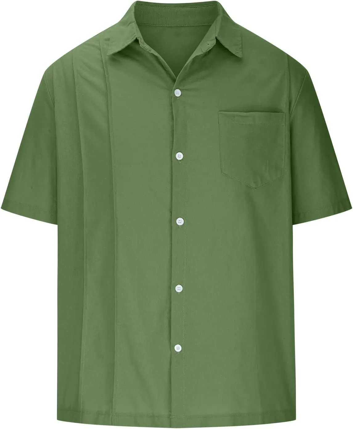 Mens Casual Cotton Linen Shirt Short Sleeve Button Shirt Hawaiian Shirts Lapel Leisure T-Shirt
