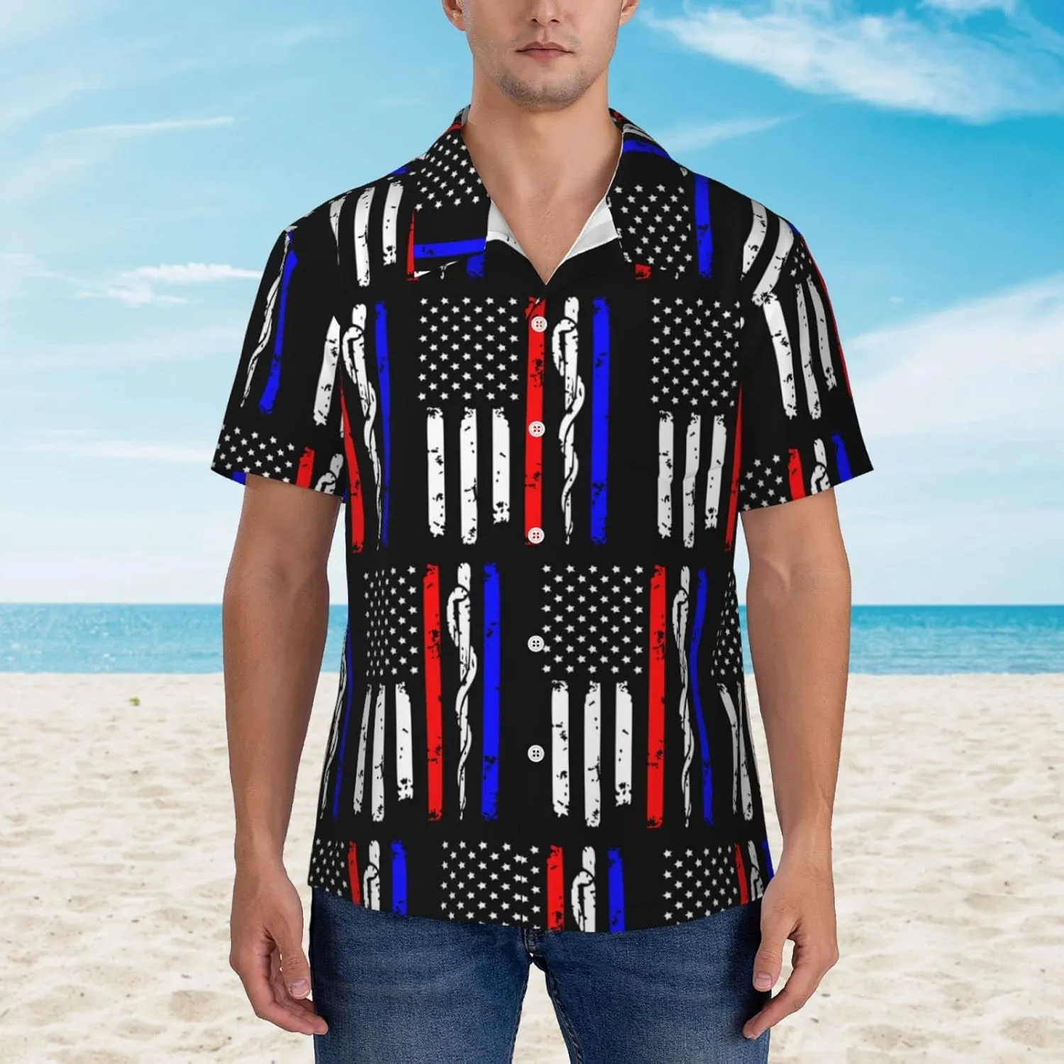 Men's Casual Linen Button Down Shirt Short Sleeve Beach Shirt