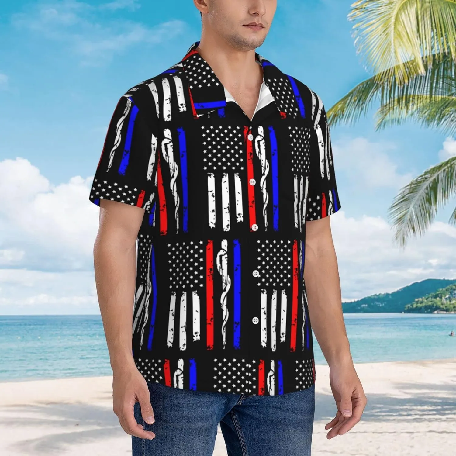 Men's Casual Linen Button Down Shirt Short Sleeve Beach Shirt