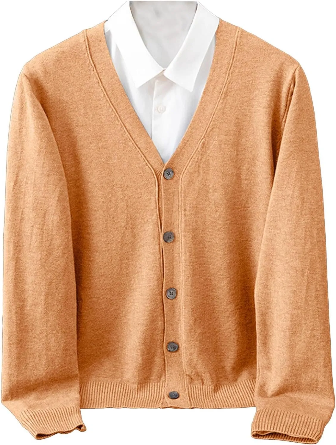 Men's Casual Long Sleeve Shawl Collar Buttons Down Cable Knit Cardigan Sweater Slim Fit V Neck Sweaters with Pockets