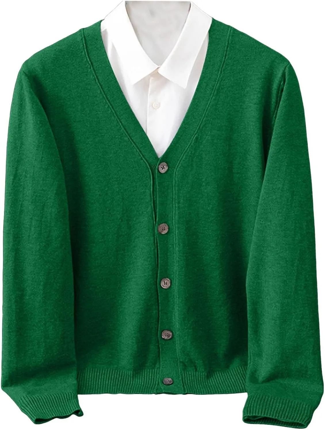 Men's Casual Long Sleeve Shawl Collar Buttons Down Cable Knit Cardigan Sweater Slim Fit V Neck Sweaters with Pockets