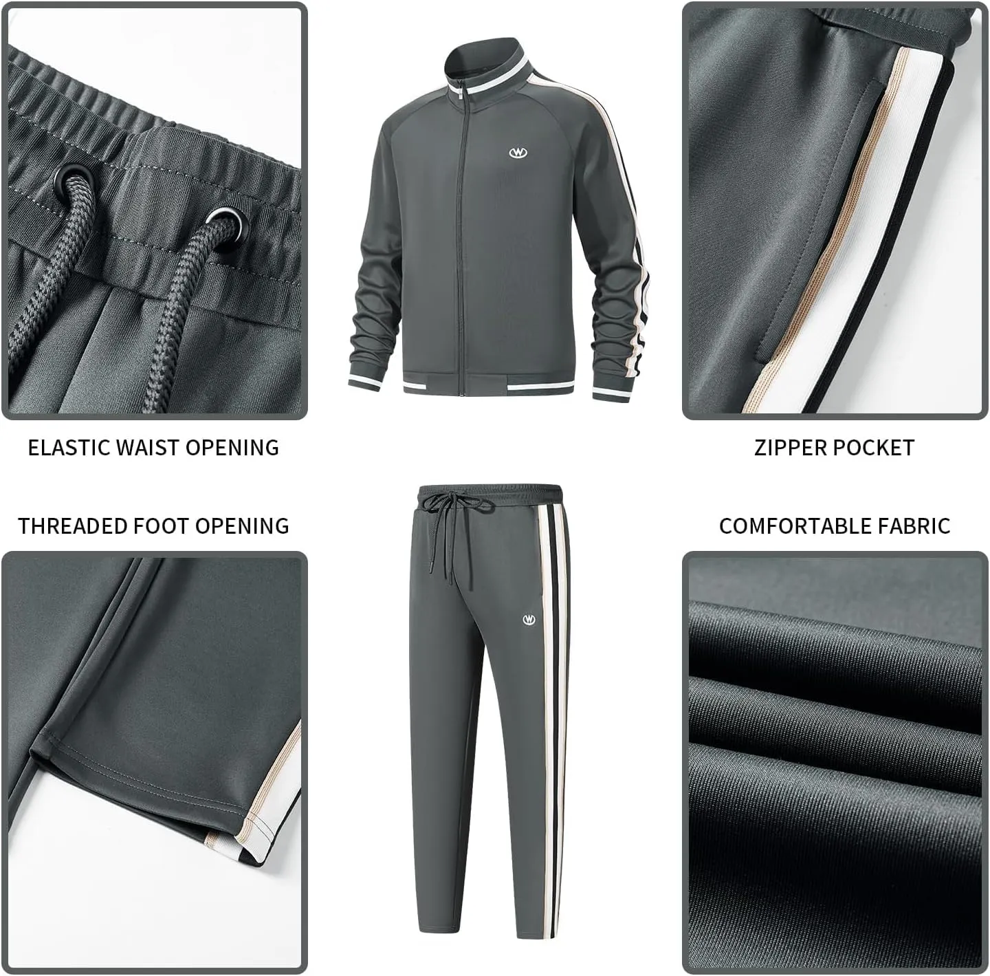 Men's Casual Tracksuits Long Sleeve Jogging Suits Sweatsuit Sets Track Jackets and Pants 2 Piece Outfit