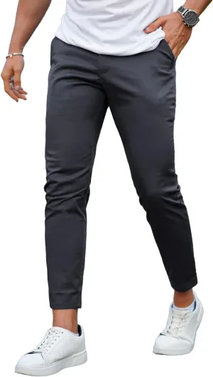 Mens Dress Pants Slim Fit Stretch Fashion Plaid Pant Skinny Leg