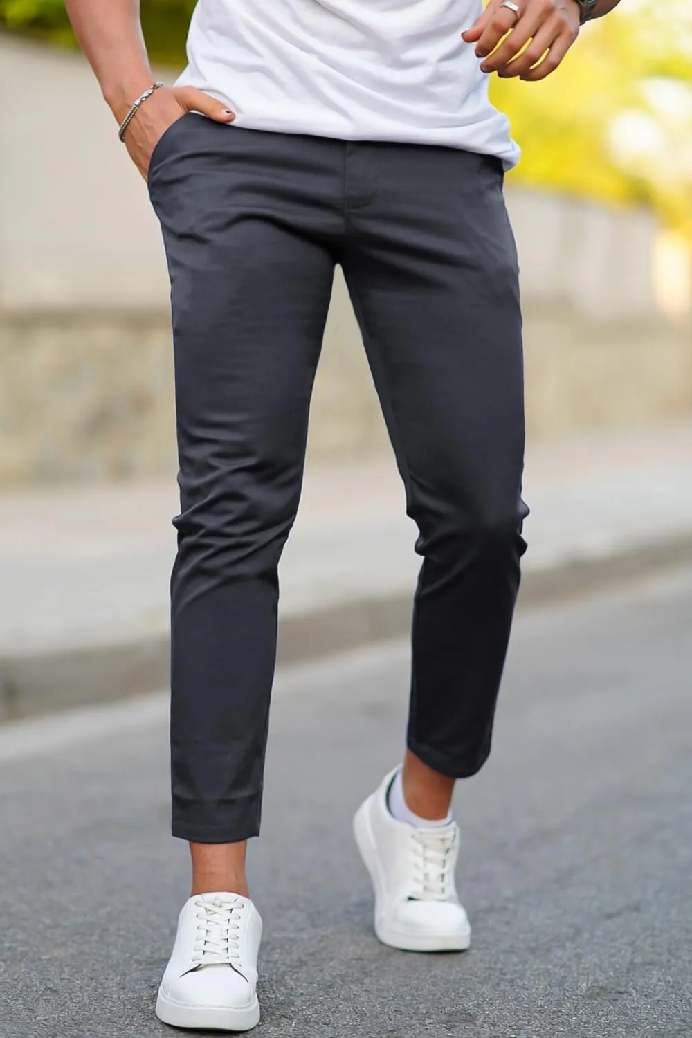 Mens Dress Pants Slim Fit Stretch Fashion Plaid Pant Skinny Leg