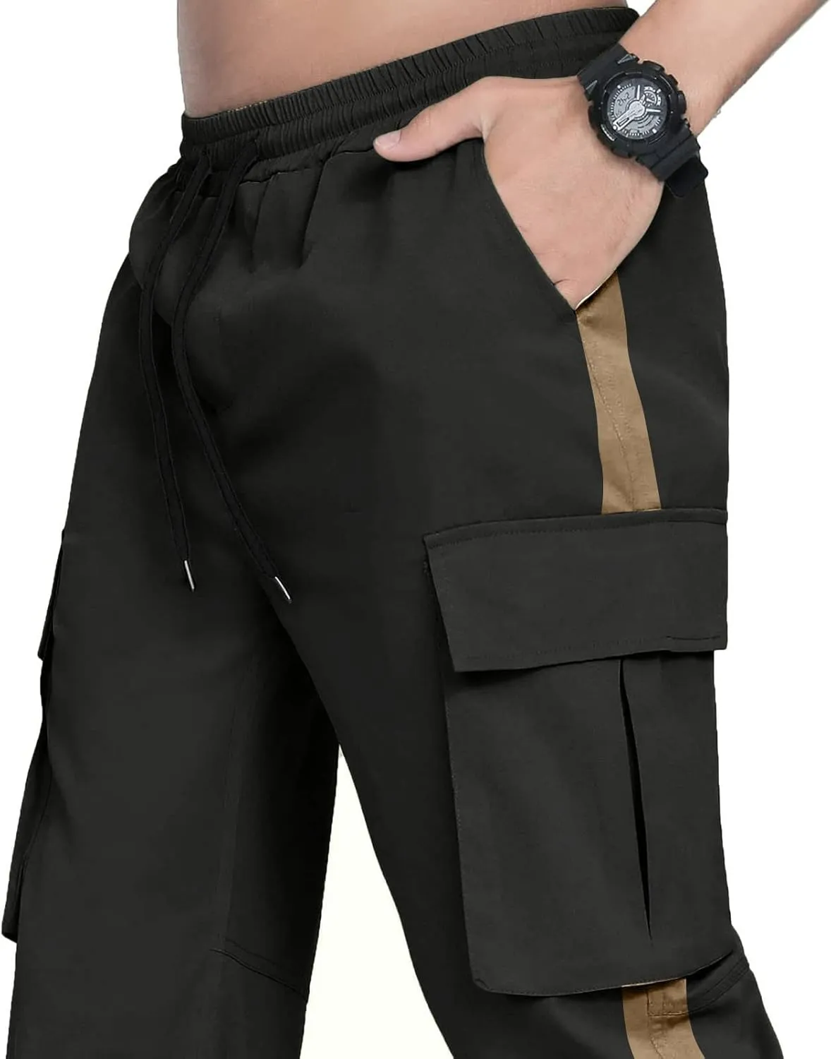 Mens Hiking Outdoor Recreation Pants Fleece Sweatpants Men's Casual Cargo Sweatpants with Pockets Long Openleg Track