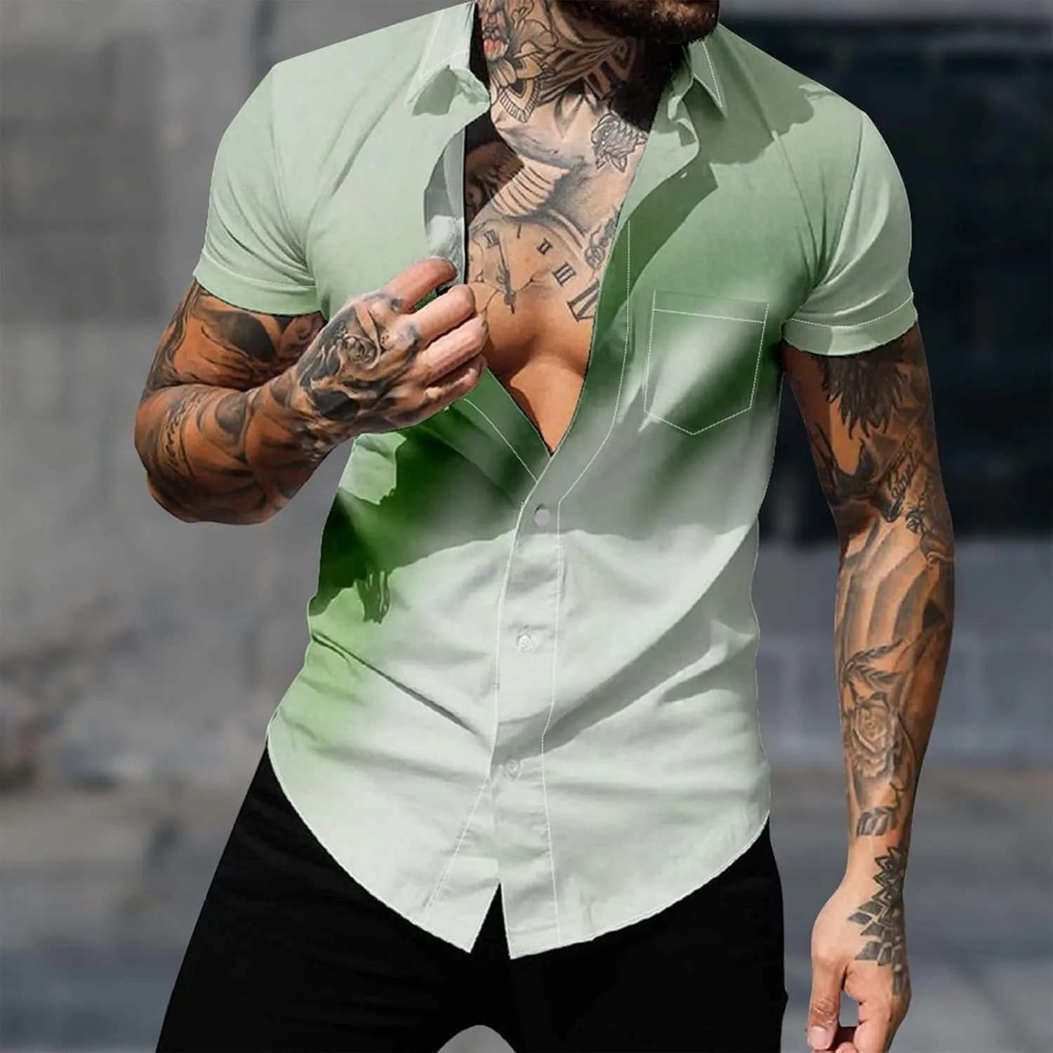 Men's Man Shirts Casual Short Sleeve Floral Hawaiian Shirt Casual Button-Down Shirts Casual Dress Short, M-5XL