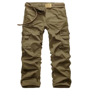 Men's Multi Pockets Slim Cargo Pants Hiking Combat Work Pant Outdoor Casual Straight Fit Army Pants Trousers Sweatpants (30,Khaki)