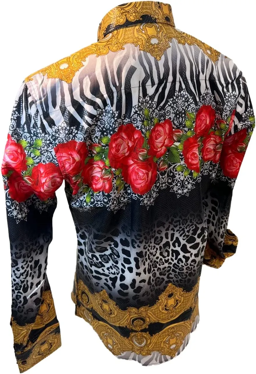 Men's Premiere Designer Fashion Dress Shirt Casual Shirt Woven Long Sleeve Button Down Shirt