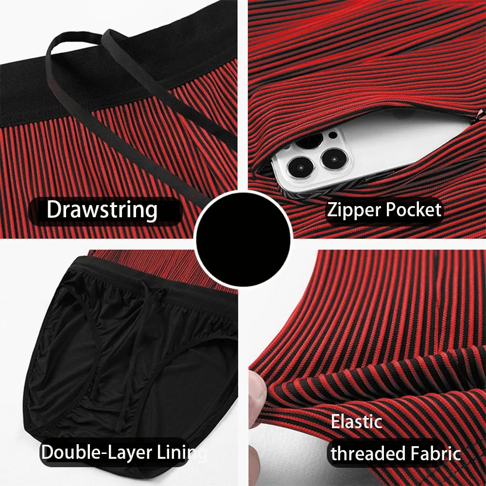 Men’s Quick-Dry Striped Swim Trunks with Pocket - SF2185