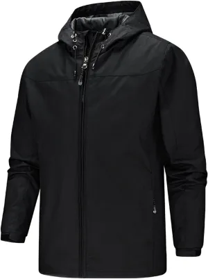 Men's Rain Suit Waterproof Cycling Running Raincoat with Hood Lightweight Windbreaker Fashion Jacket for Travel