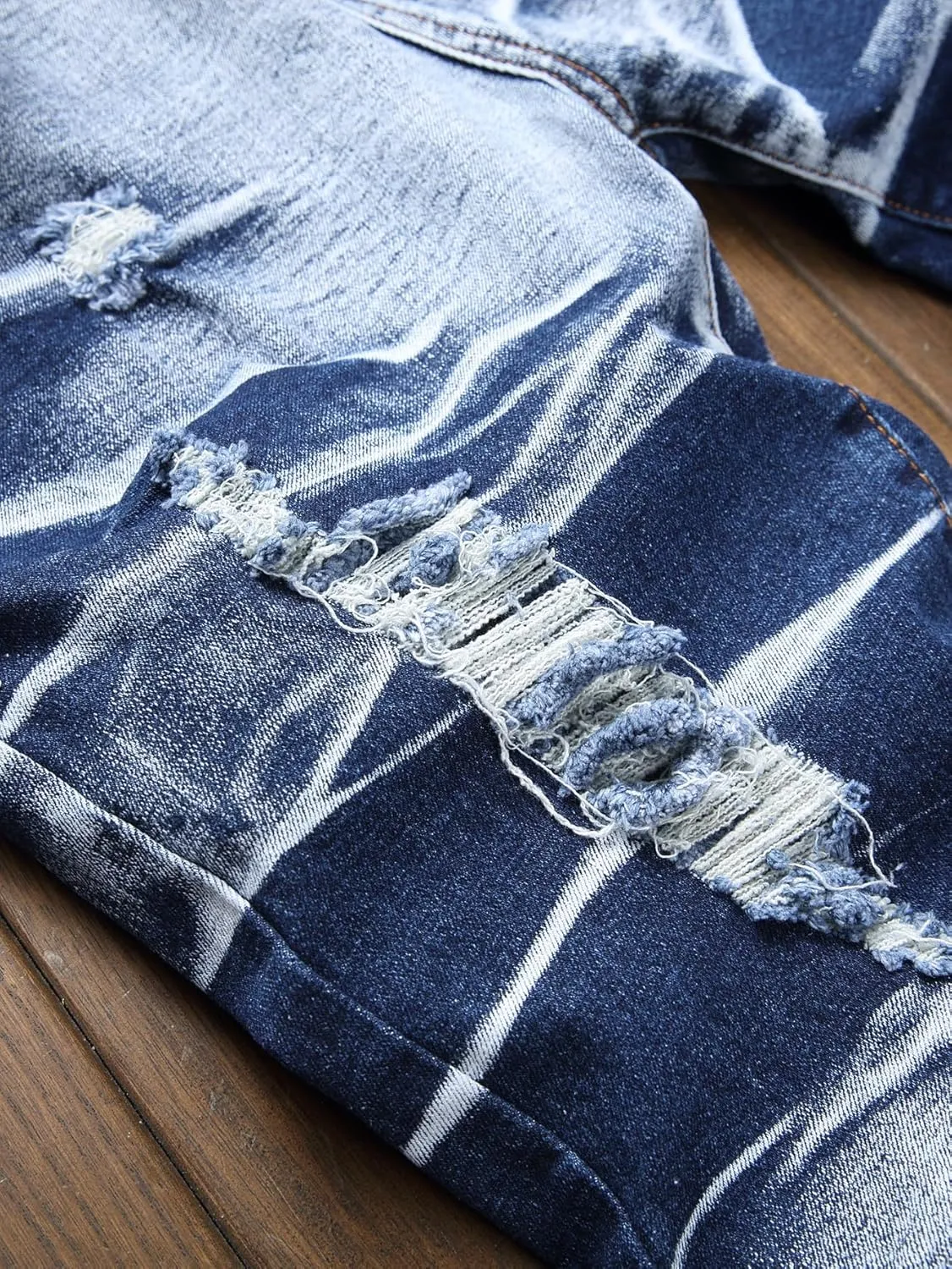 Men's Ripped Denim Shorts - Distressed Slim Fit Jean Shorts for Men, Casual Straight Fit Summer Ripped Shorts