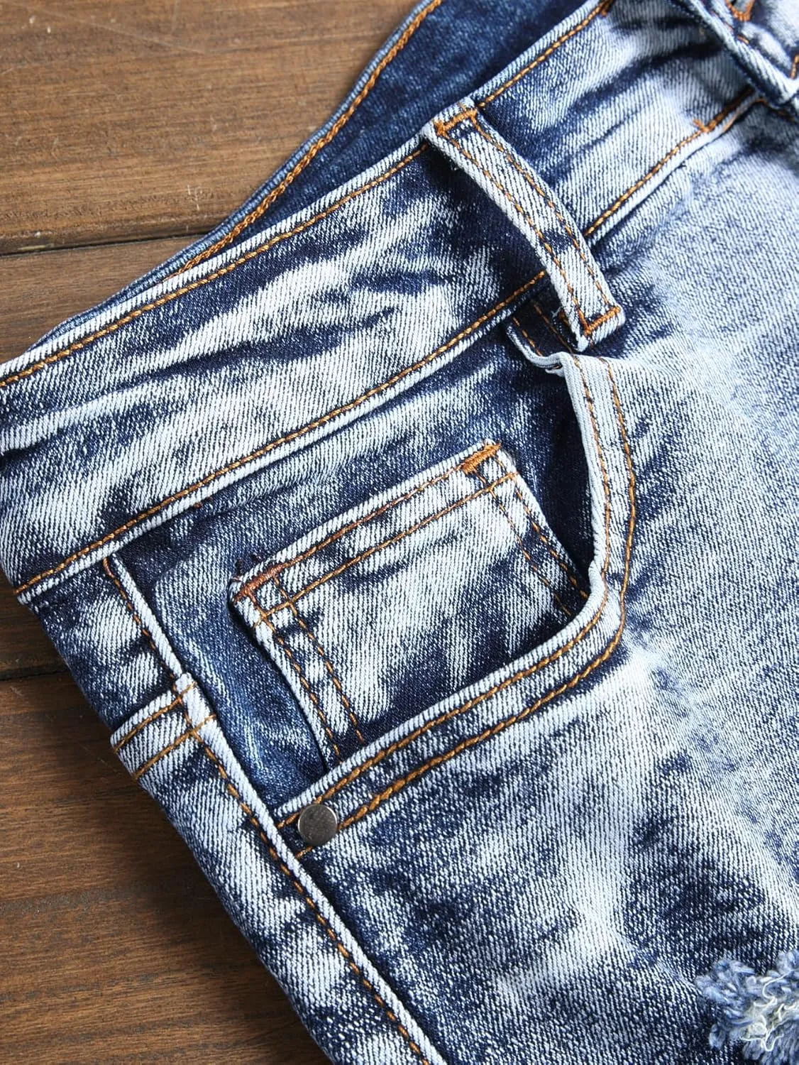 Men's Ripped Denim Shorts - Distressed Slim Fit Jean Shorts for Men, Casual Straight Fit Summer Ripped Shorts