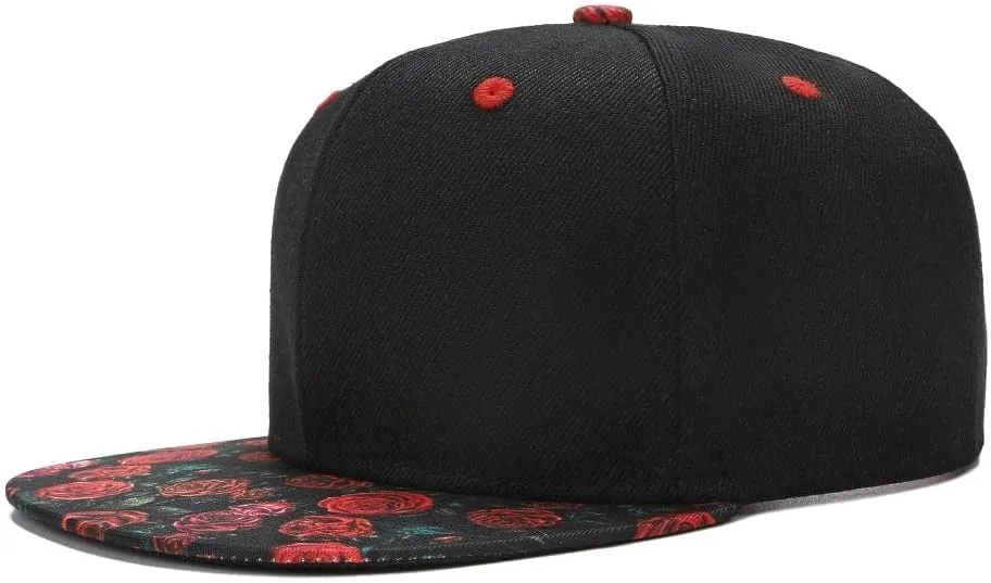 Mens Snapback Baseball Cap Hip Hop Style Flat Visor Adjustable Outdoor Cap Unisex Adjustable Breathable