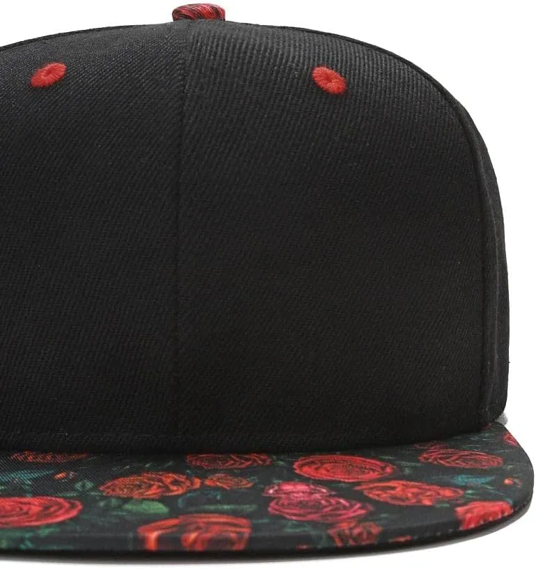 Mens Snapback Baseball Cap Hip Hop Style Flat Visor Adjustable Outdoor Cap Unisex Adjustable Breathable