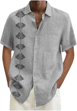 Mens Summer Beach Shirts Short Sleeved Shirt with Buttons Down Shirt Men's Beach Summer Shirt Button Up Shirt Men