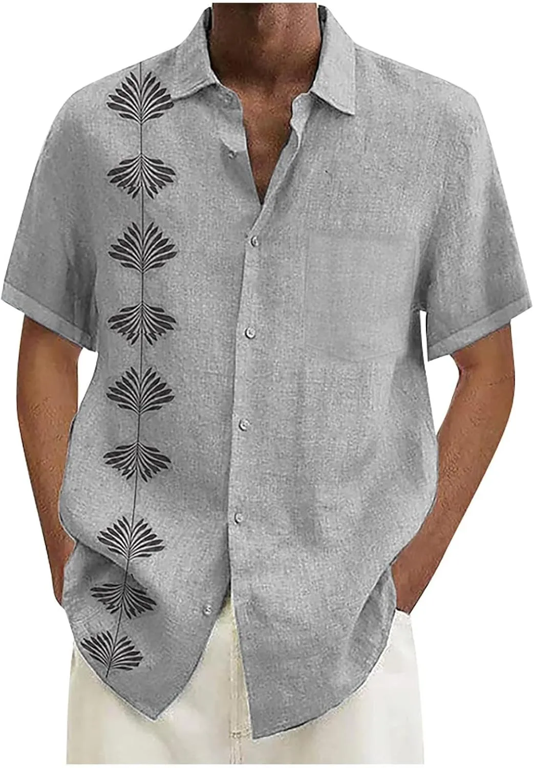 Mens Summer Beach Shirts Short Sleeved Shirt with Buttons Down Shirt Men's Beach Summer Shirt Button Up Shirt Men
