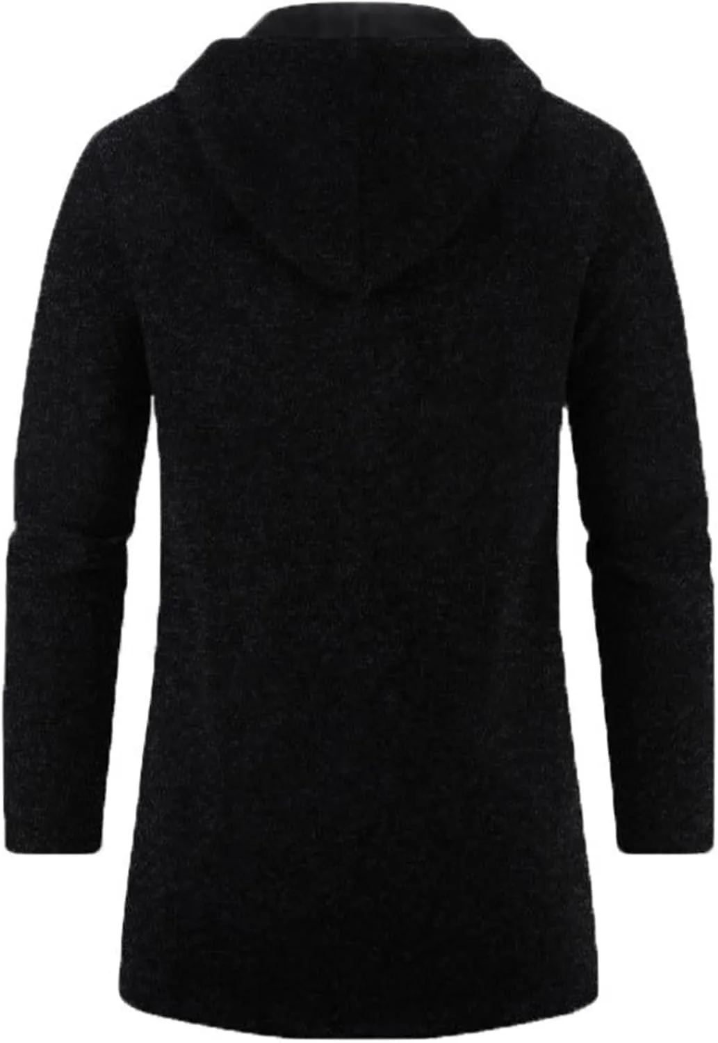 Mens Trench Coat Knit Hooded Jackets Business Casual Peacoat Mid Length Cardigan Oversized Windbreaker Winter Jacket