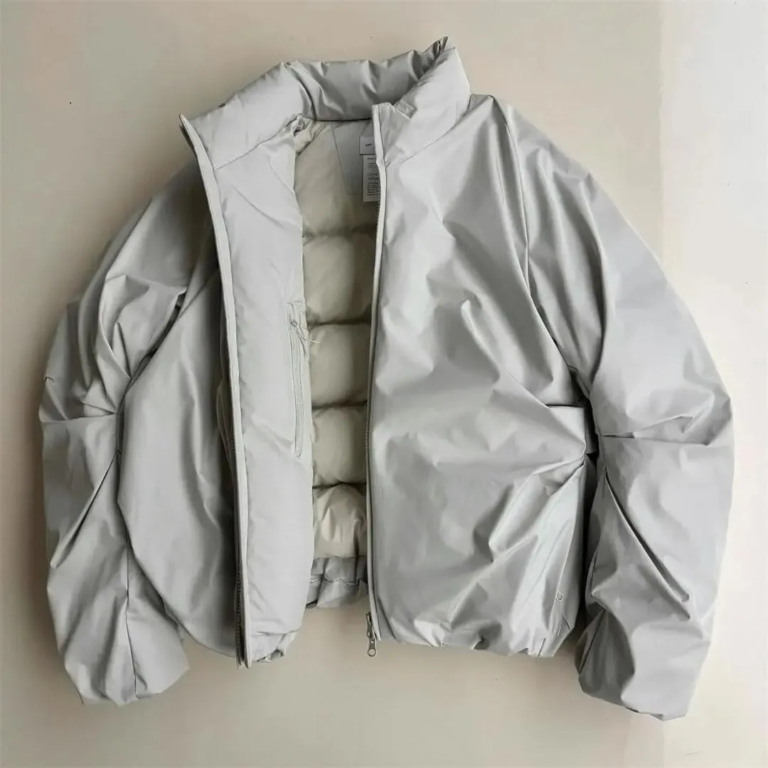 Men's Warm Double Zipper Pocket Cotton-Padded Jacket Harajuku Casual Jacket Coat