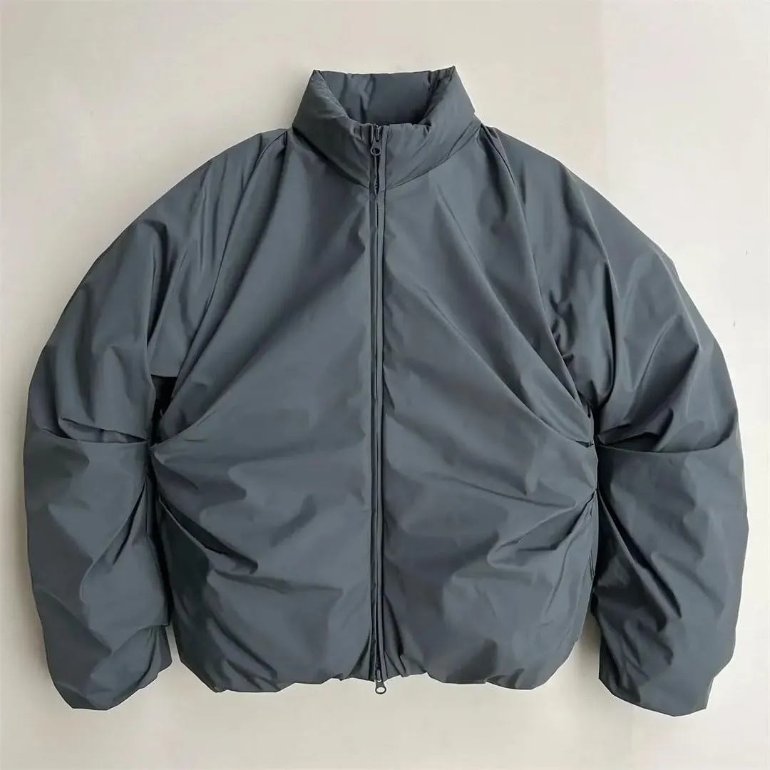 Men's Warm Double Zipper Pocket Cotton-Padded Jacket Harajuku Casual Jacket Coat