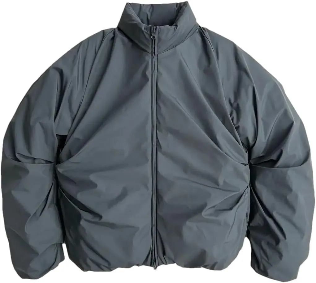 Men's Warm Double Zipper Pocket Cotton-Padded Jacket Harajuku Casual Jacket Coat