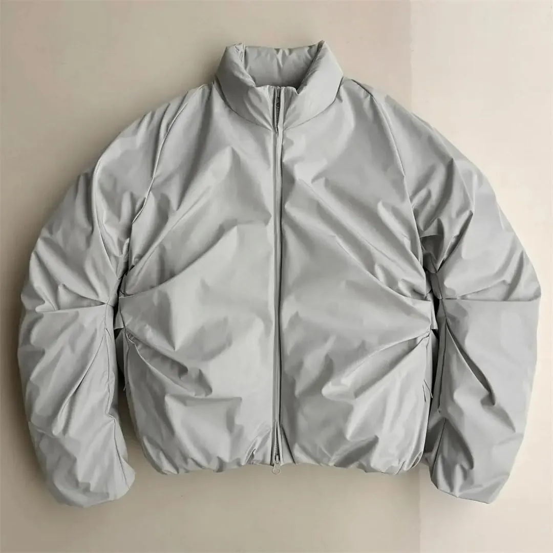 Men's Warm Double Zipper Pocket Cotton-Padded Jacket Harajuku Casual Jacket Coat