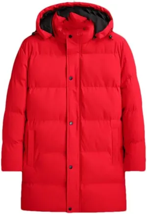 Men's Warm Hooded Cotton-Padded Jackets Outwear Down Coat Solid Mid-Length Thicken Parkas
