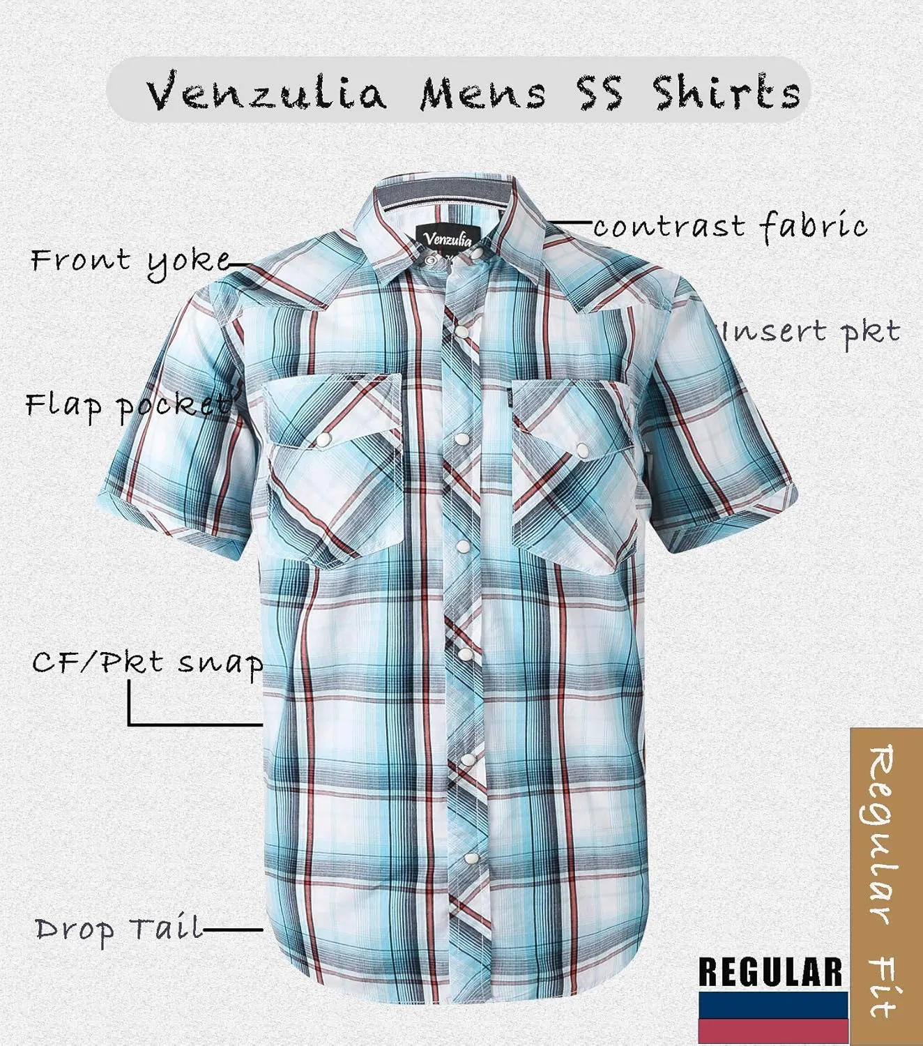 Men's Western Snap Casual Shirt Two Pocket Short Sleeve Shirt