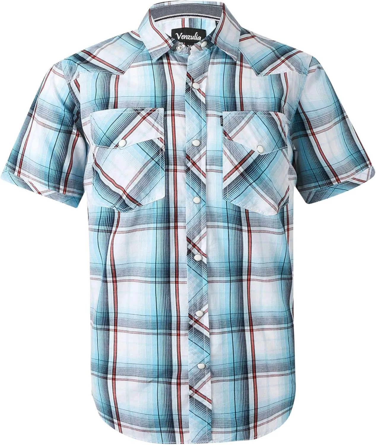 Men's Western Snap Casual Shirt Two Pocket Short Sleeve Shirt
