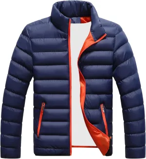Men's Winter Jackets Male Cotton Padded Hoodless Long Sleeve Coat Man Warm Casual Skinny Quilted Jacket
