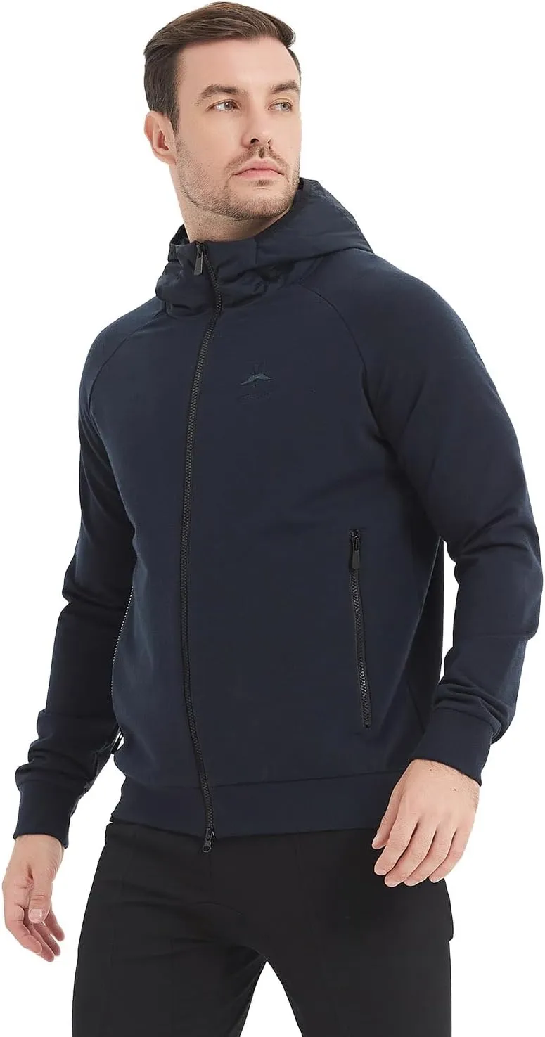 Merino Wool Jacket Men's Zip Up Hoodie Coat Long Sleeve Hooded Sweatshirt for Hiking,Hunting,Cycling,Sports