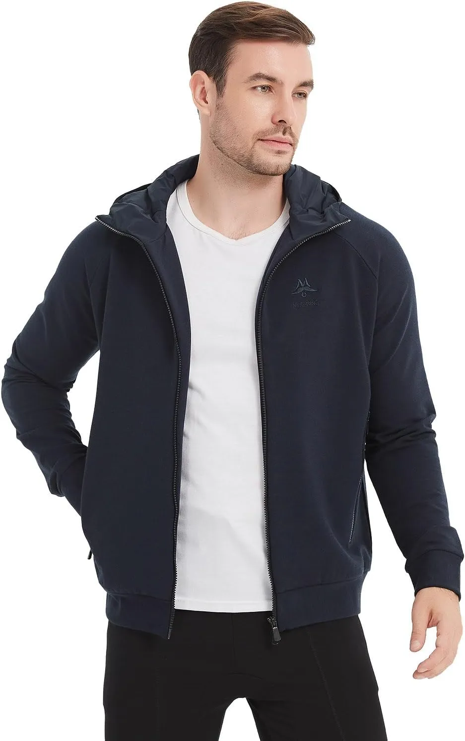 Merino Wool Jacket Men's Zip Up Hoodie Coat Long Sleeve Hooded Sweatshirt for Hiking,Hunting,Cycling,Sports