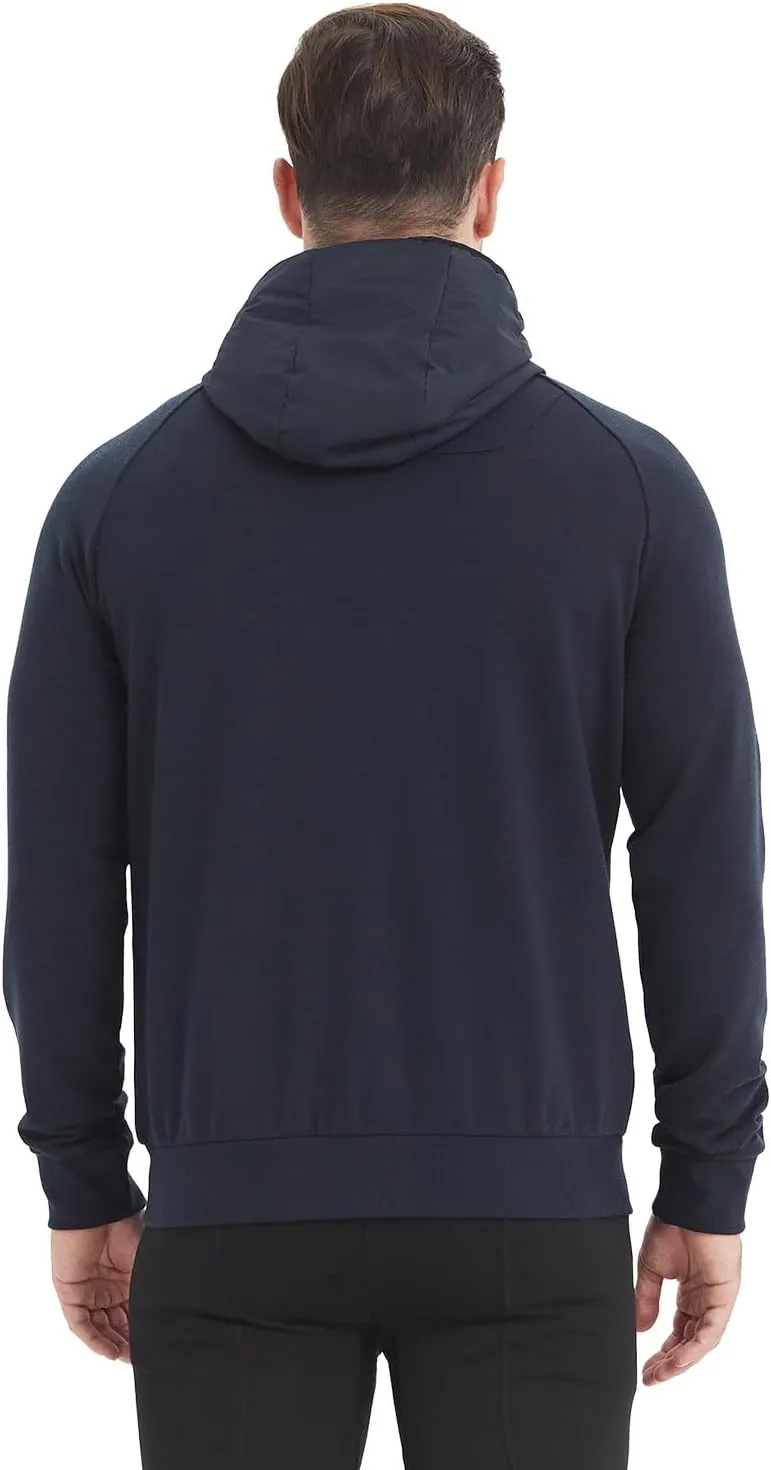 Merino Wool Jacket Men's Zip Up Hoodie Coat Long Sleeve Hooded Sweatshirt for Hiking,Hunting,Cycling,Sports