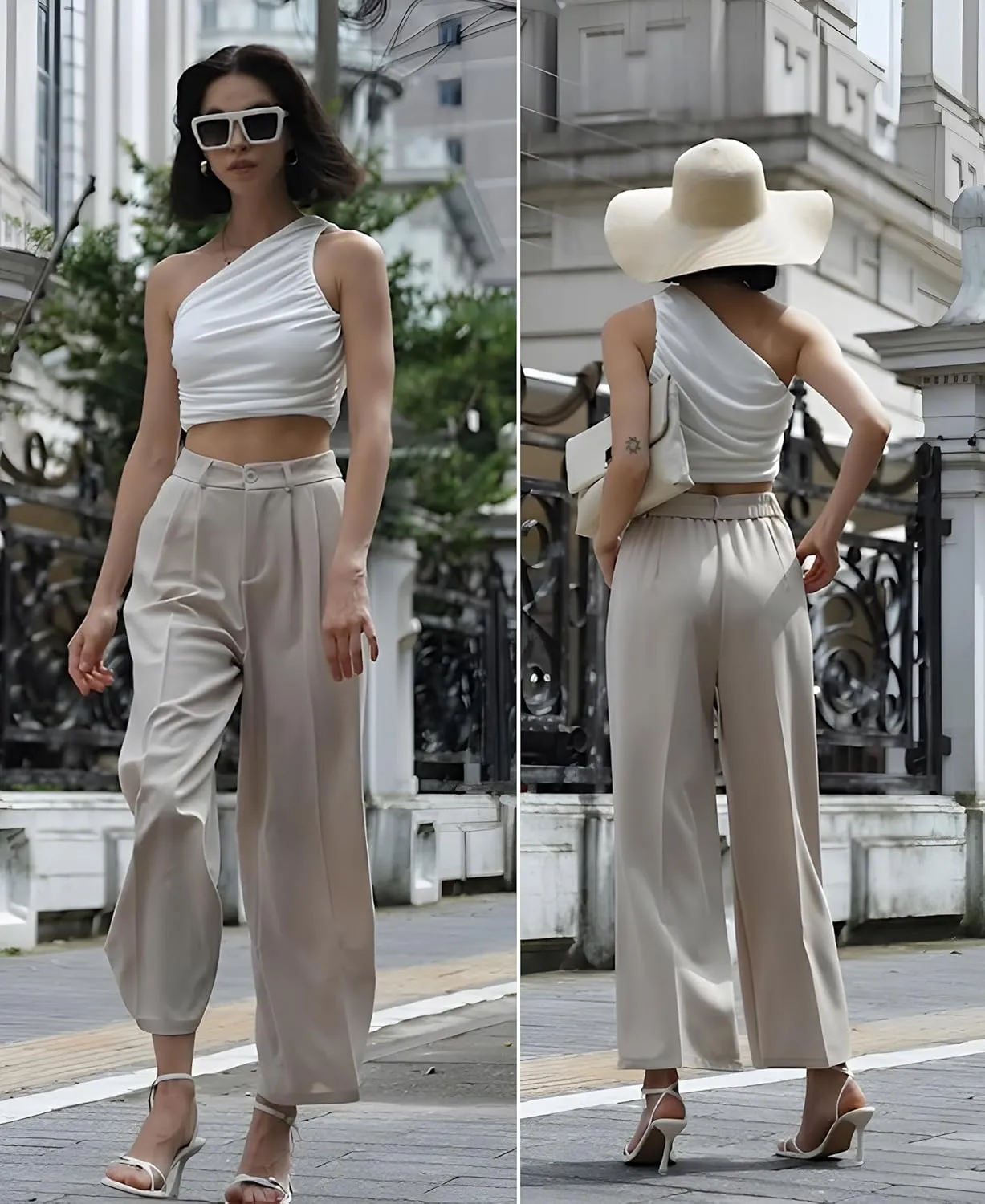 MGWDT Womens Dress Pants Fall Fashion 2024 Wide Leg Pants Casual for Work High Elastic Waisted Fall Season Trousers