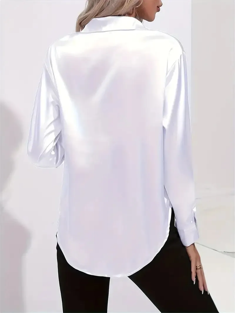 Mia – stylish long-sleeved shirt with button placket