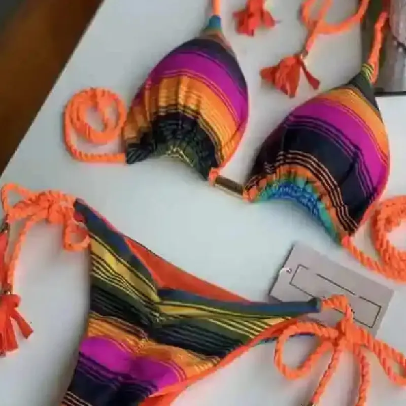 Micro Thong Swimsuit With Circles and Animal Print