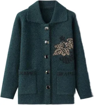 Middle Age Mother Knitted Cardigan Sweater Coats Autumn Women Knitwear Tops Casual Wool Sweater Jacket