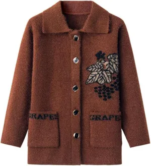 Middle Age Mother Knitted Cardigan Sweater Coats Autumn Women Knitwear Tops Casual Wool Sweater Jacket