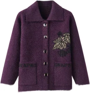 Middle Age Mother Knitted Cardigan Sweater Coats Autumn Women Knitwear Tops Casual Wool Sweater Jacket