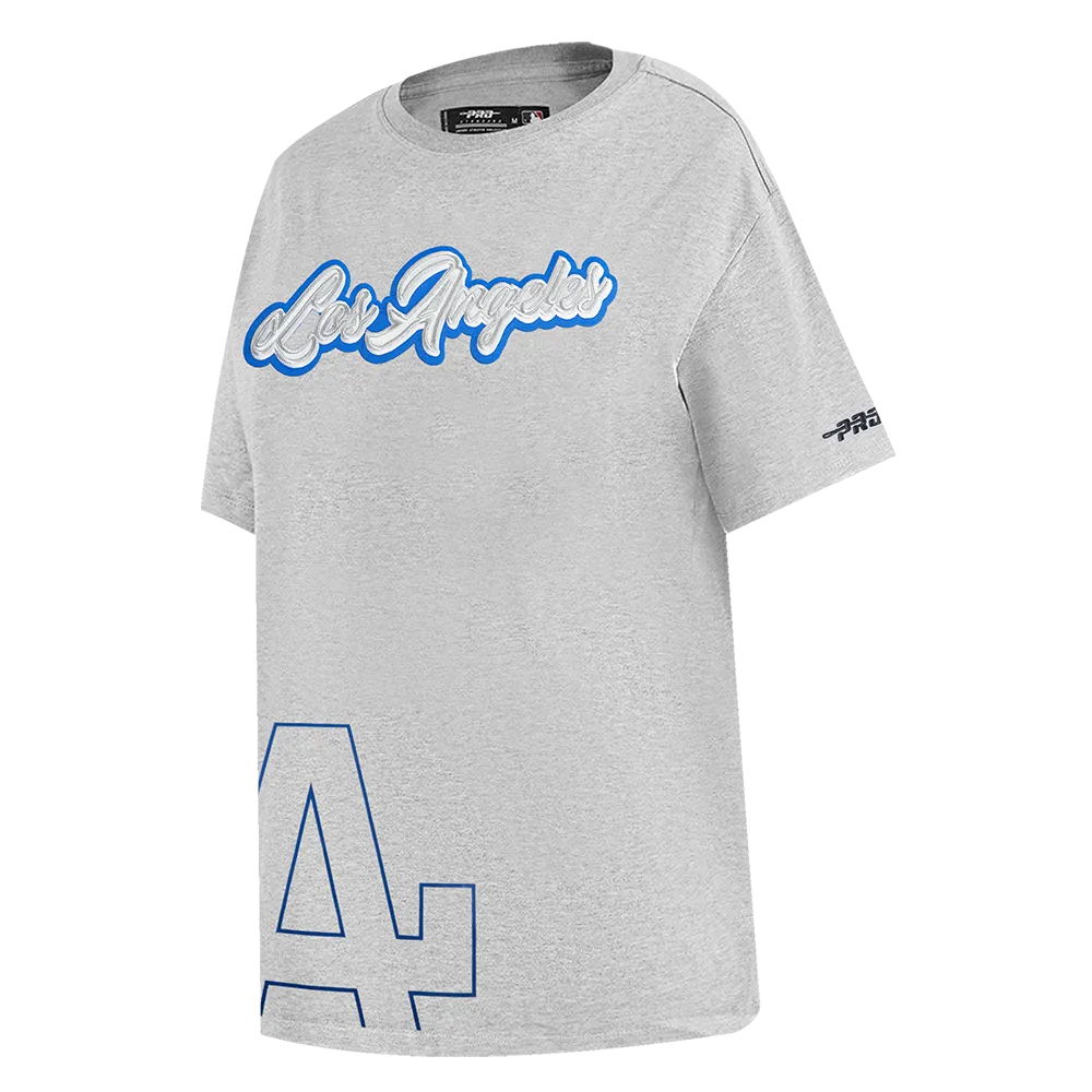 MLB LOS ANGELES DODGERS SHEER INFLUENCE WOMEN'S BOYFRIEND TOP (HEATHER GREY)