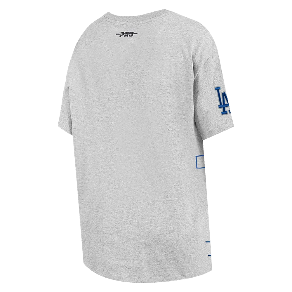 MLB LOS ANGELES DODGERS SHEER INFLUENCE WOMEN'S BOYFRIEND TOP (HEATHER GREY)
