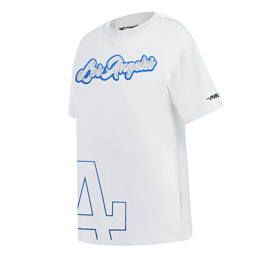 MLB LOS ANGELES DODGERS SHEER INFLUENCE WOMEN'S BOYFRIEND TOP (WHITE)