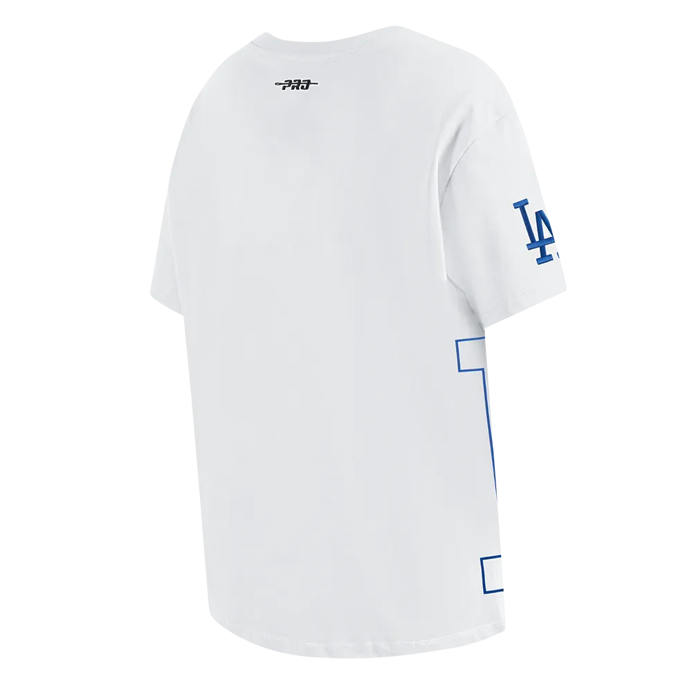 MLB LOS ANGELES DODGERS SHEER INFLUENCE WOMEN'S BOYFRIEND TOP (WHITE)
