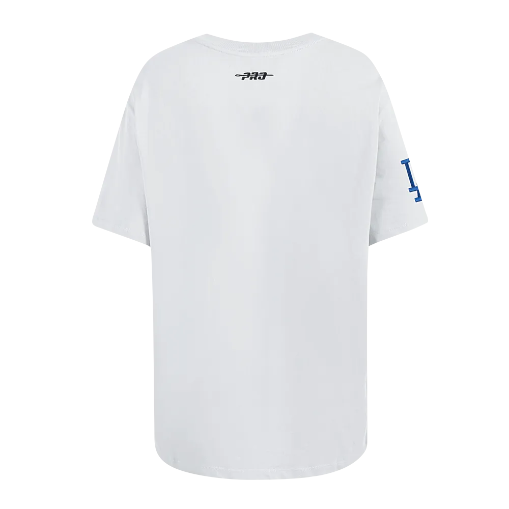 MLB LOS ANGELES DODGERS SHEER INFLUENCE WOMEN'S BOYFRIEND TOP (WHITE)