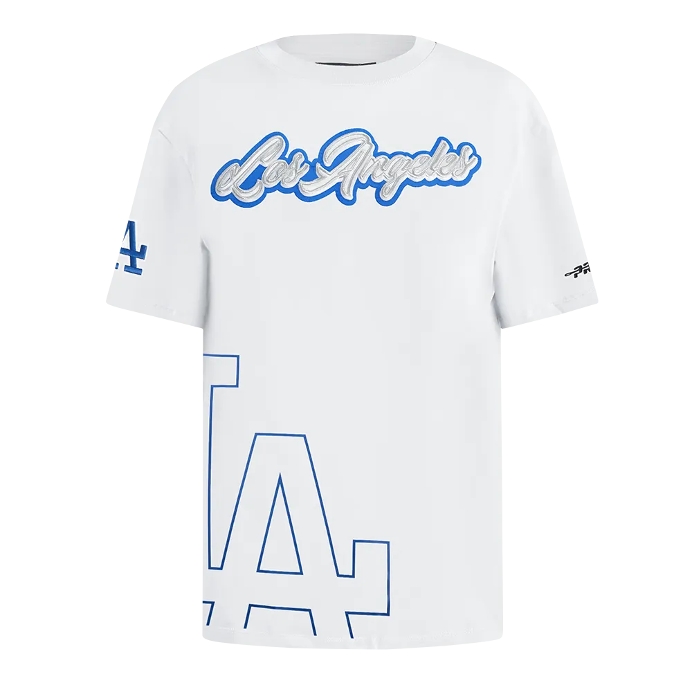 MLB LOS ANGELES DODGERS SHEER INFLUENCE WOMEN'S BOYFRIEND TOP (WHITE)