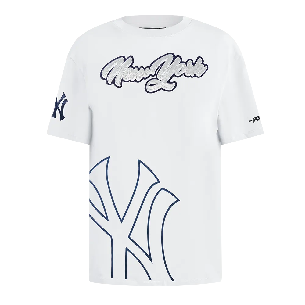 MLB NEW YORK YANKEES SHEER INFLUENCE WOMEN'S BOYFRIEND TOP (WHITE)