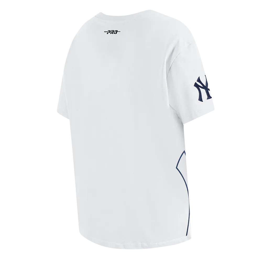 MLB NEW YORK YANKEES SHEER INFLUENCE WOMEN'S BOYFRIEND TOP (WHITE)