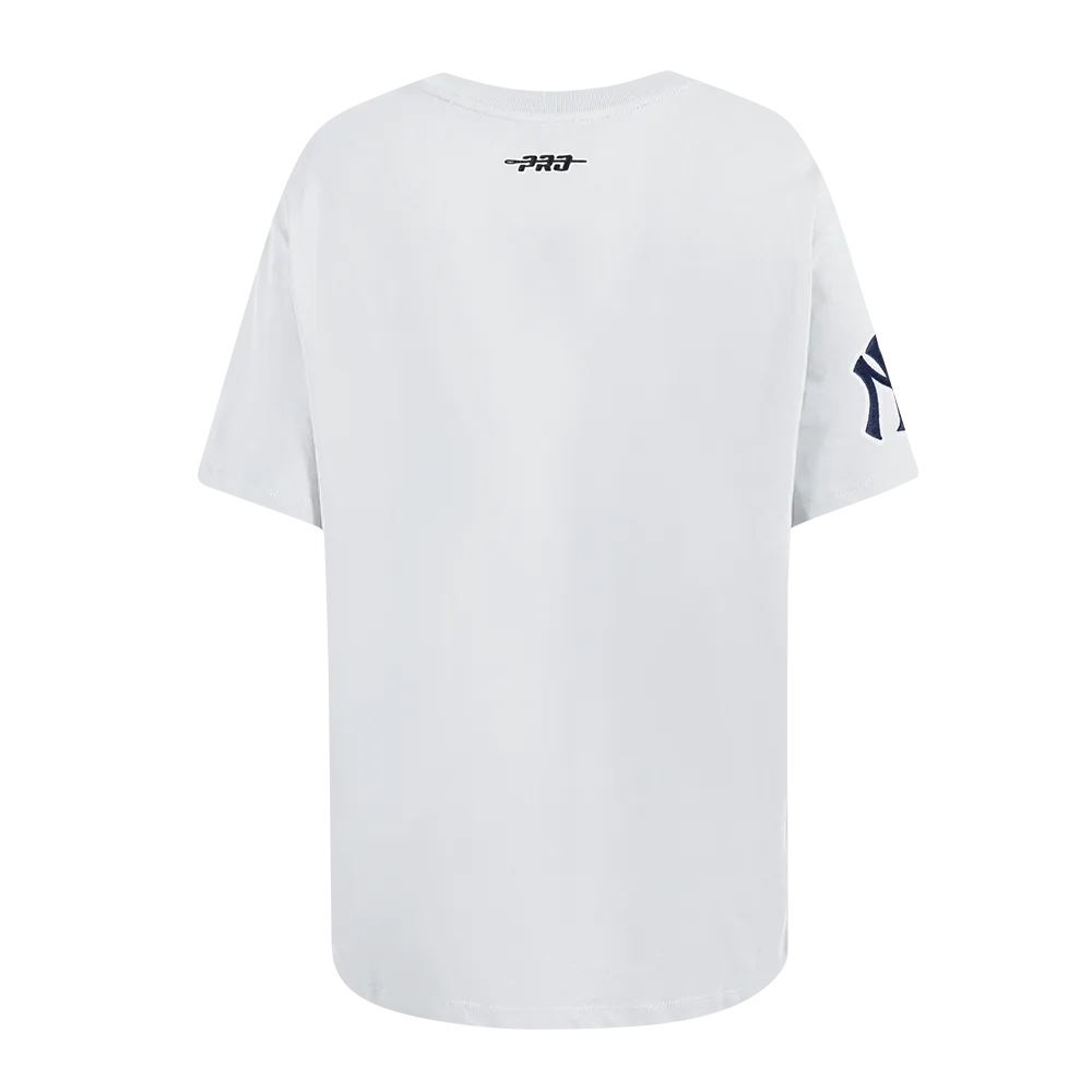 MLB NEW YORK YANKEES SHEER INFLUENCE WOMEN'S BOYFRIEND TOP (WHITE)