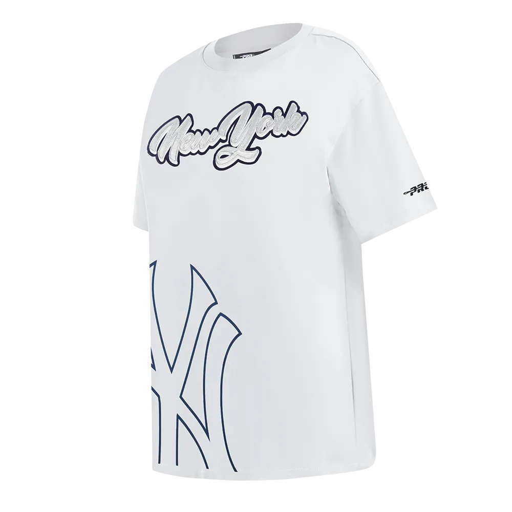 MLB NEW YORK YANKEES SHEER INFLUENCE WOMEN'S BOYFRIEND TOP (WHITE)
