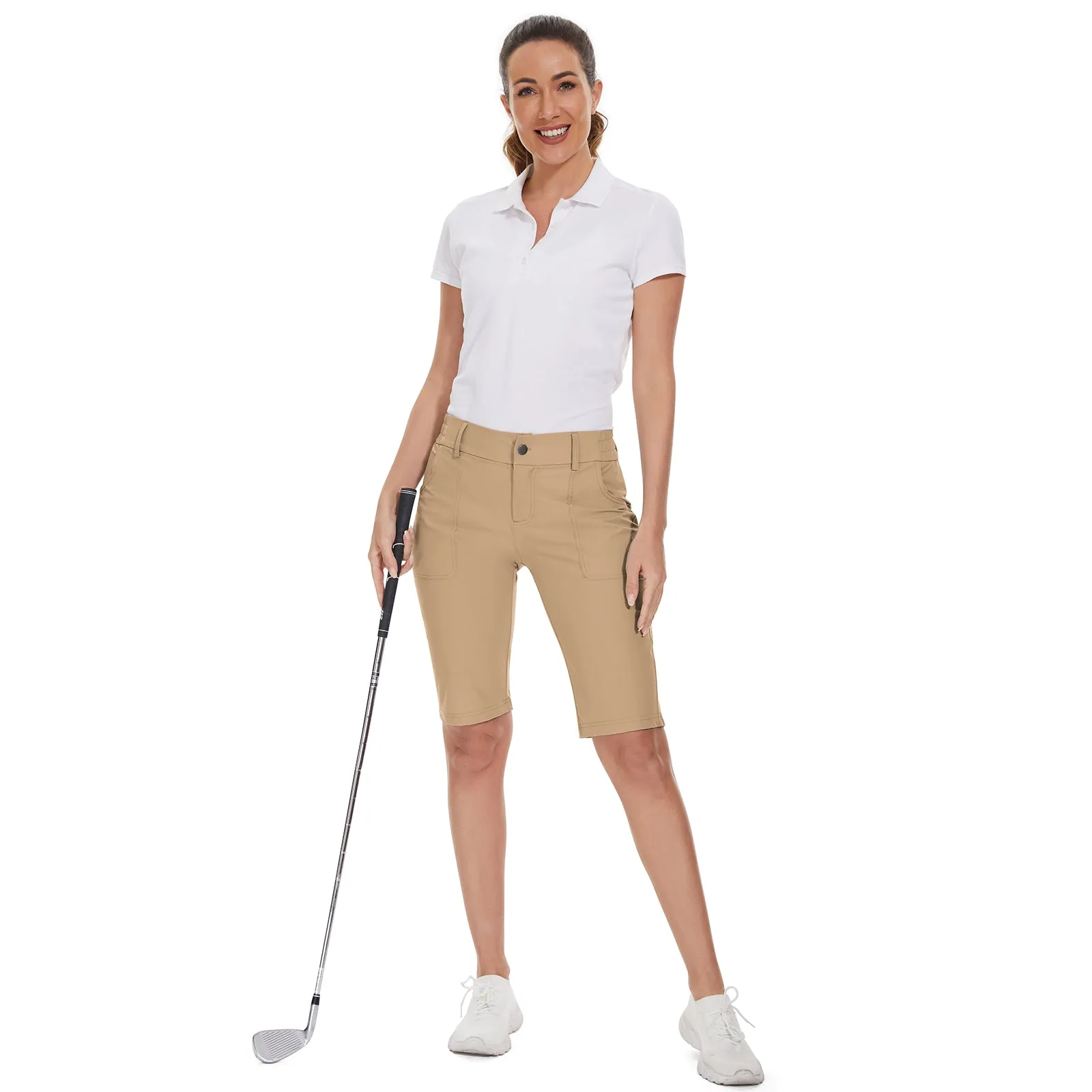 MOTEEPI Women's Golf Hiking 9" Quick Dry  Shorts